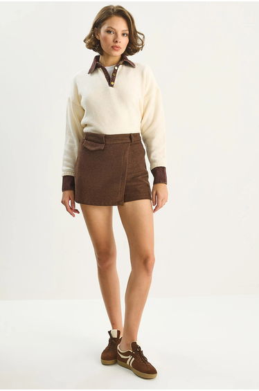 LUCCI High Waist Fitted Mini Shorts with Pocket