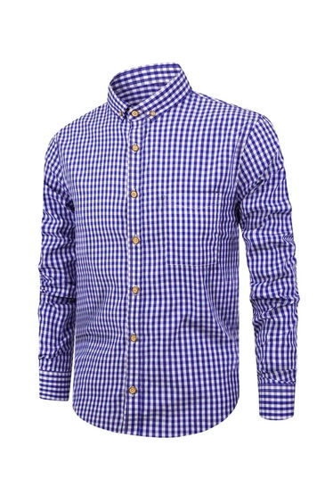 Men Blue Checked Long Sleeve Shirt