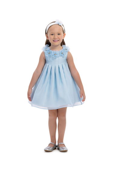 Dress & Fleur Baby Girls Occasion Dress with Headband in Blue