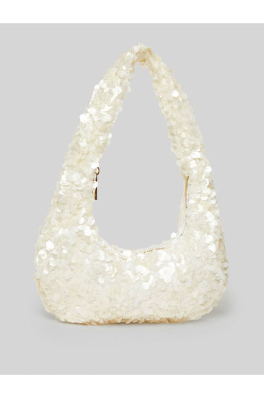 White Sequin Shoulder Bag