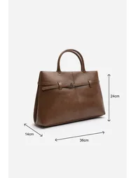 Flores Luxury Structured Leather Tote Bag in Tan - 6