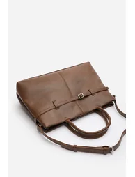 Flores Luxury Structured Leather Tote Bag in Tan - 4