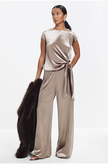 Brown Velvet Wide Leg