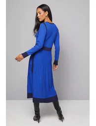 Fit and Flare Button Neck Knitted Dress - 2
