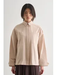 Mizalle Premium Pure Cotton Oversize Jacket Shirt - 3