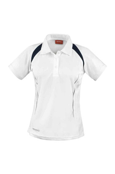Spiro Womens/Ladies Team Spirit Polo Shirt - White/Navy