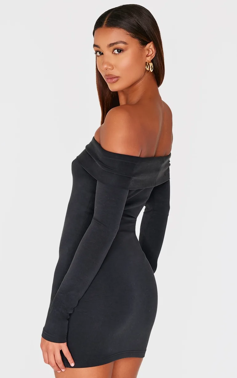 black bardot bodycon dress Minimal Bardot Bodycon Maxi