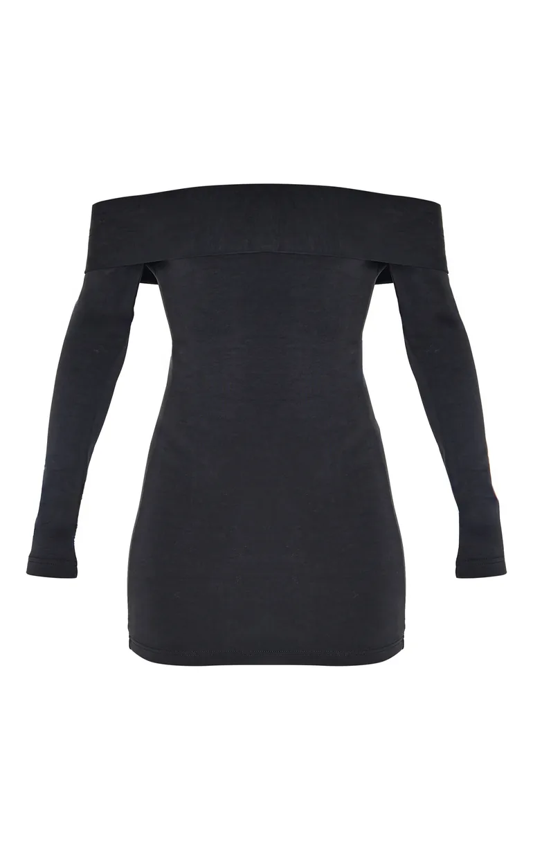 Shop Black Premium Contour Bardot Bodycon Dress Prettylittlething Online in  Oman