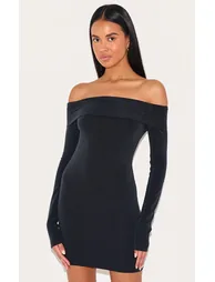 Black Premium Contour Bardot Bodycon Dress - 5