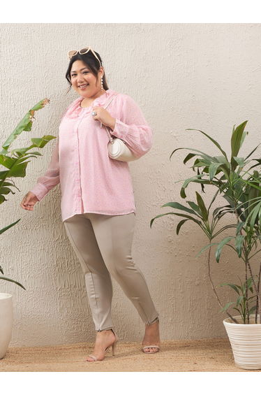 Plus Size Solid Flat Front Mom Fit Pants