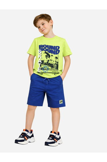 Boys Round Graphic T-Shirt and Shorts Set
