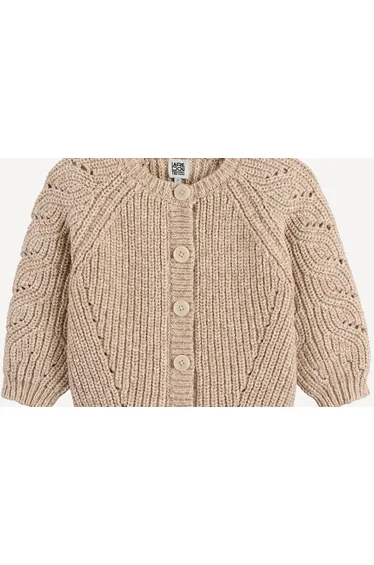 Crew Neck Cardigan in Ribbed Fine Knit