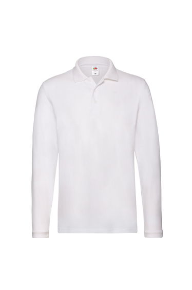 Fruit of the Loom Mens Cotton Pique Long-Sleeved Polo Shirt - White