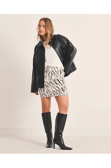 Simply Be Zebra Sequin Mini Skirt