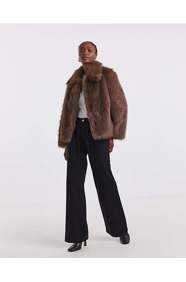 Simply Be Chocolate Short Fur Coat