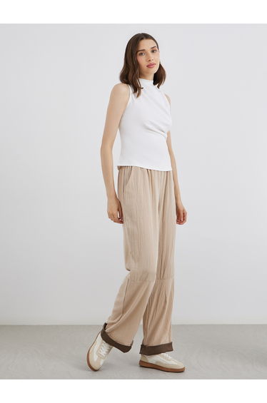 Contrast Hem Panel Pants