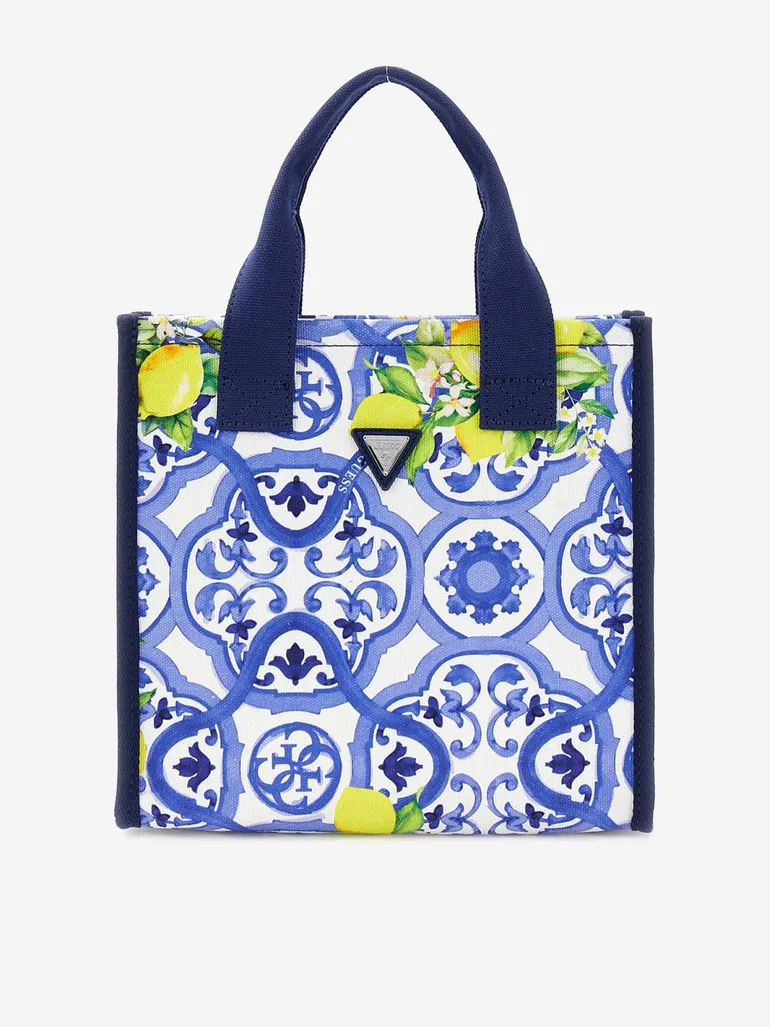 Guess Girls Amalfi Coast Canvas Beach Bag in Blue (25cm)