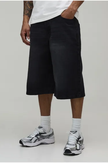 Basic Longline Fit Jorts - washed black