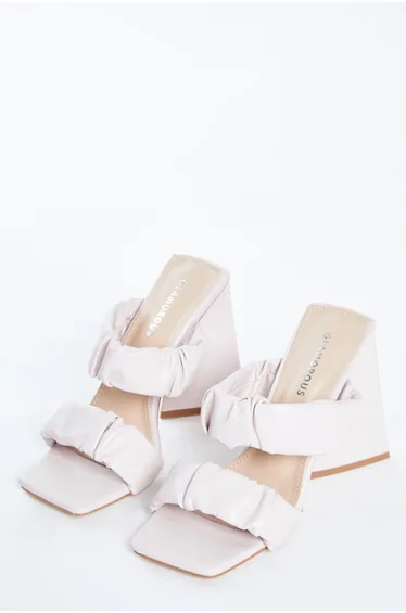 Glamorous Pink Flared Block Heel Mules
