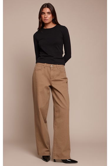 Olive Mid Rise Straight Leg Jeans