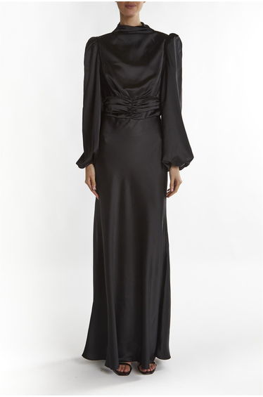 Sutton Black High Cowl-Neck Maxi Dress