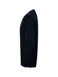 Henbury Mens 12 Gauge Fine Knit V-Neck Jumper / Sweatshirt - Navy - 3