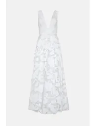 Plunge V Full Skirted Jacquard Dress - 3