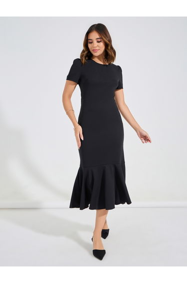 Solid Mermaid Hem Midi Dress