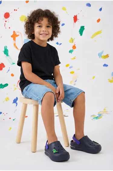 Navy Blue Light Crocodile Figured Light Sole Boy Kids Eva Sandal Slipper