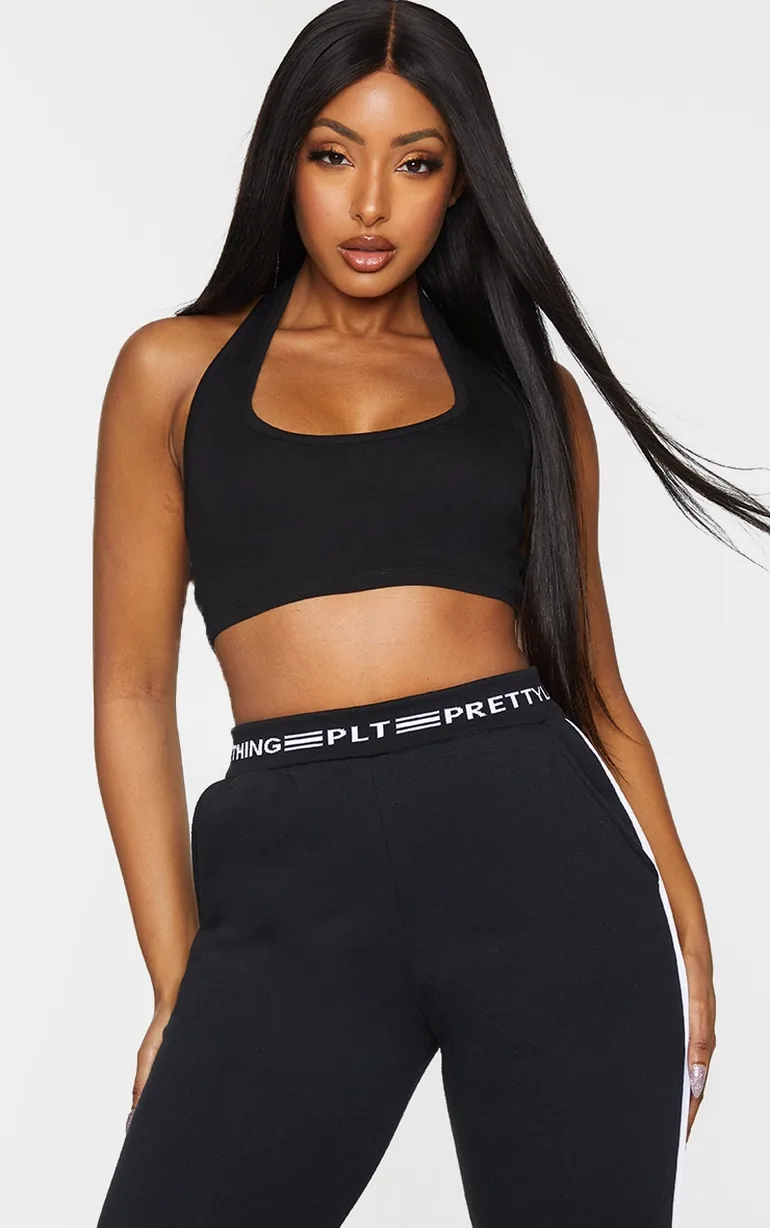 Essential Black Halterneck Crop Top