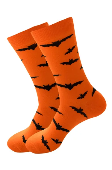 Bats Mid-Calf Socks in Orange
