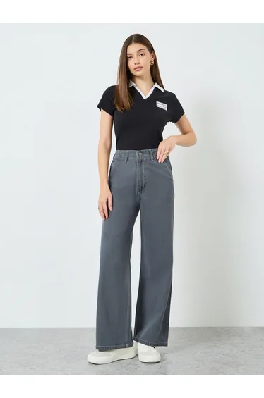 Women High Rise Wide Leg Jeans