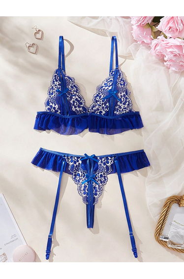 Floral Lace Bralette and Brief Set