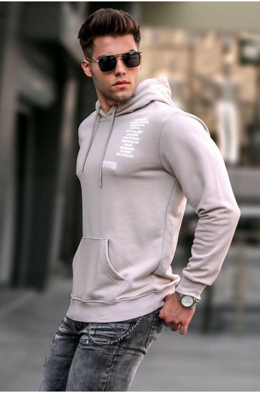Beige Printed Men's Sweatshirt