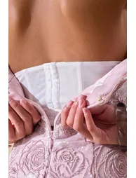 Meraly | Pink Sequin Bandeau Maxi Dress With Scarf-Detail - 6