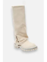 Lemonade Crystal Trim Wild Obsession Knee High Boots Nude