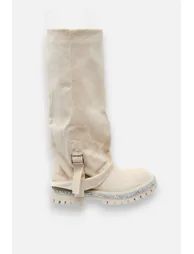 Lemonade Crystal Trim Wild Obsession Knee High Boots Nude - 1