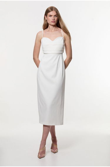 Polished Tailored Corset Detail Midi Dress