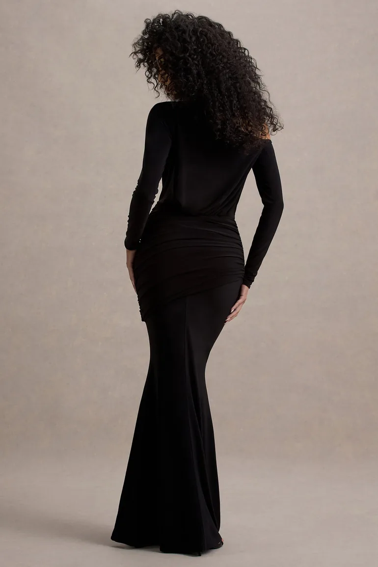 deanna long sleeve gathered maxi dress product info and reviews MESHKI Deanna Long Sleeve Gathered Maxi Dress - Sage