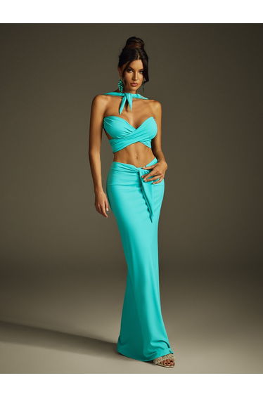Ilvara Backless Ruched Skirt Set