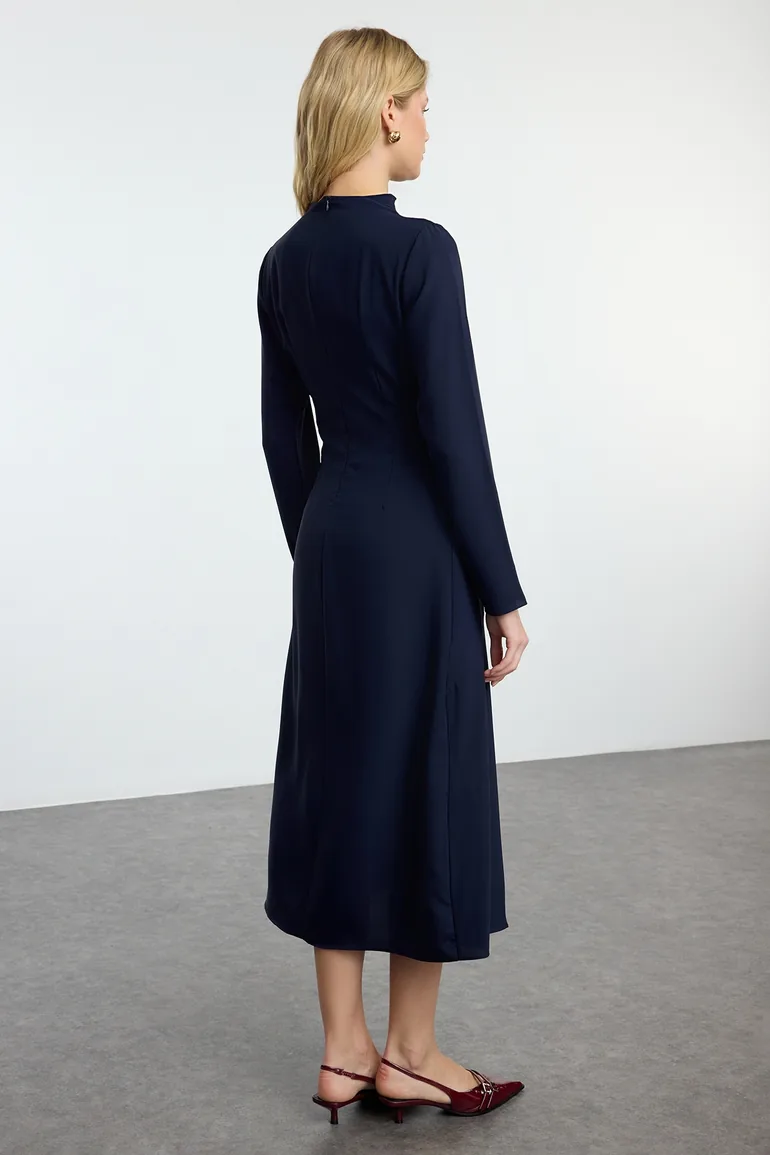 navy midi shift dress Milena Merino Wool Shift Dress