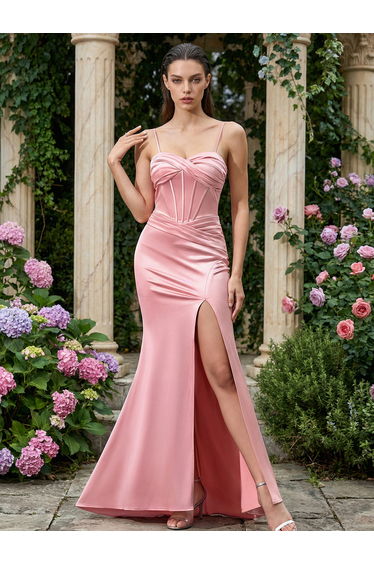Leely Women's Elegant Spaghetti Straps Sleeveless Prom Dress