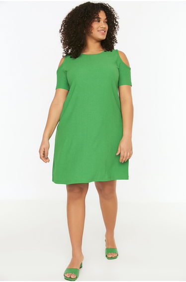 Green Plus A-Line Mini Dress