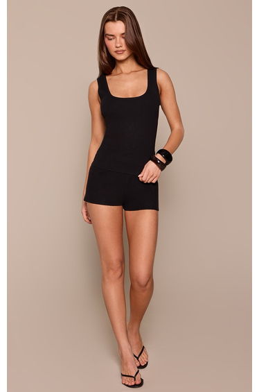 Black Scoop Neck Knitted Vest