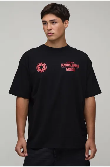 Oversized Mandalorian Stormtroopers License Print T-shirt - black