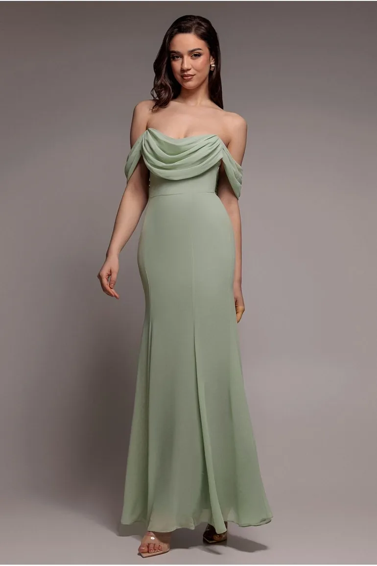 goddiva cowl neck chiffon maxi dress reviews Shop Goddiva Chiffon Bardot Cowl Neck Maxi Dress Online in Iraq