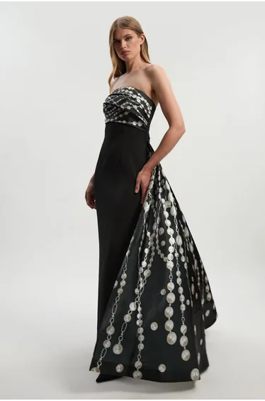 Archive Collection - Pearl Chain Print Corset Maxi Dress