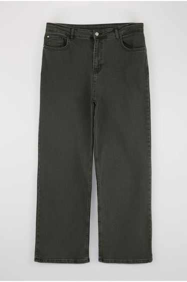 Green High Waist Wide Leg Plus Size Wide Leg Jeans