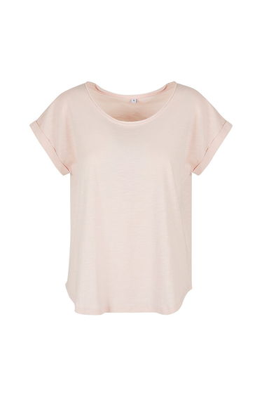 Womens/Ladies Long Slub T-Shirt - Pink