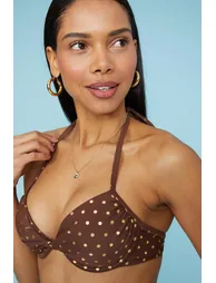 توب بكيني بطبعة منقطة لامعة - 1